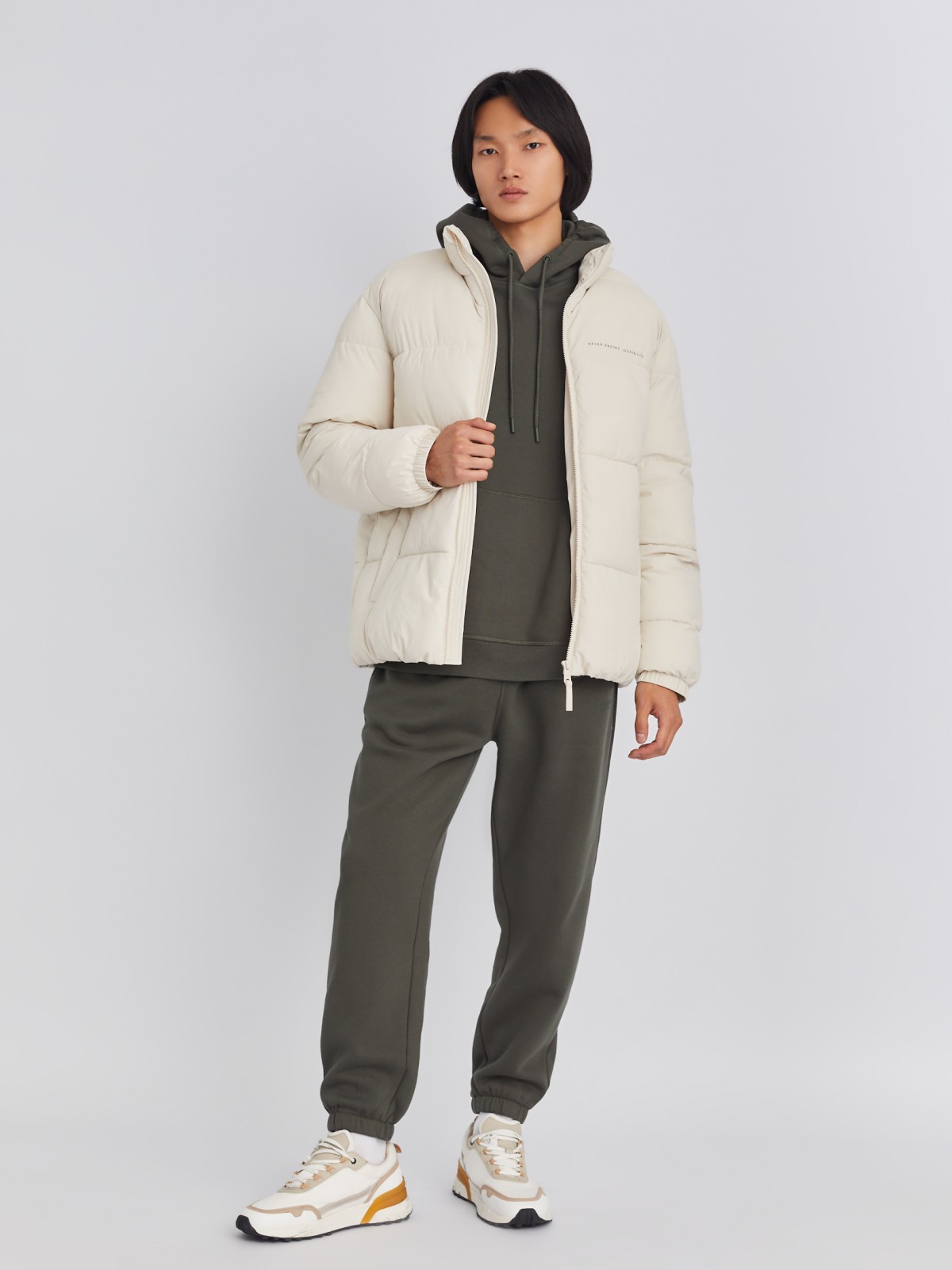 Тёплая стёганая куртка на молнии с воротником-стойкой zolla 01334510L134, цвет молоко, размер S - фото 2