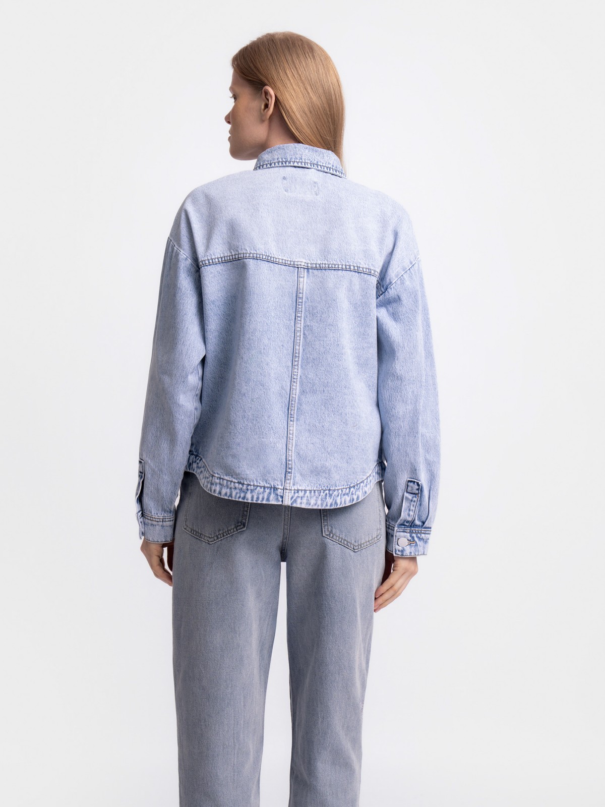 Джинсовая куртка-рубашка из хлопка