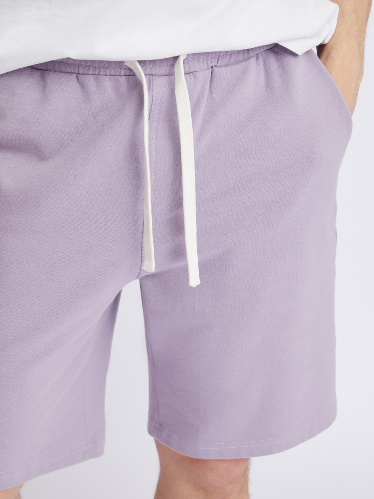Трикотажные шорты из хлопка zolla 013237J0W012, цвет лиловый, размер XS - фото 4