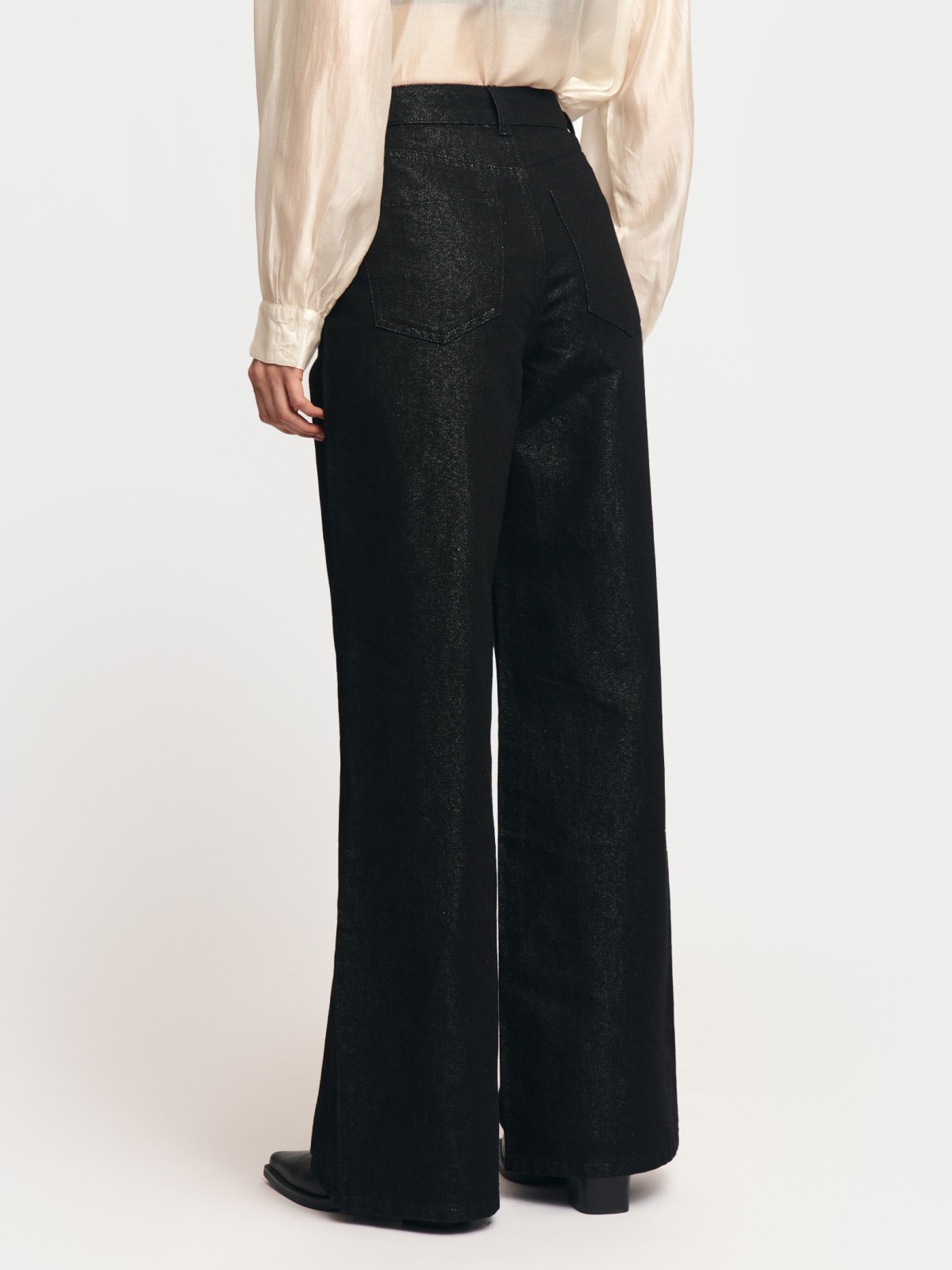 Джинсы силуэта Wide с люрексом