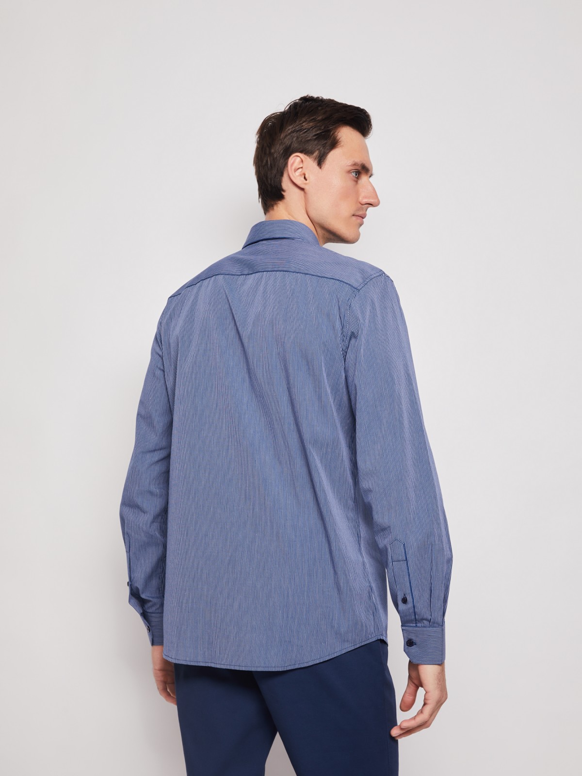 Рубашка в полоску с длинным рукавом zolla 012112159042, цвет голубой, размер M - фото 6
