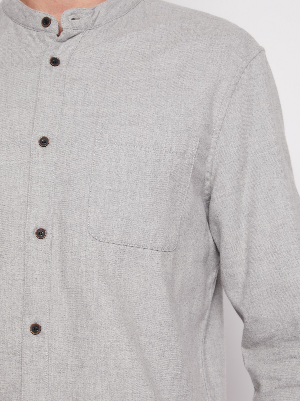Фланелевая рубашка с воротником-стойкой zolla 211342191021, цвет серый, размер S - фото 5