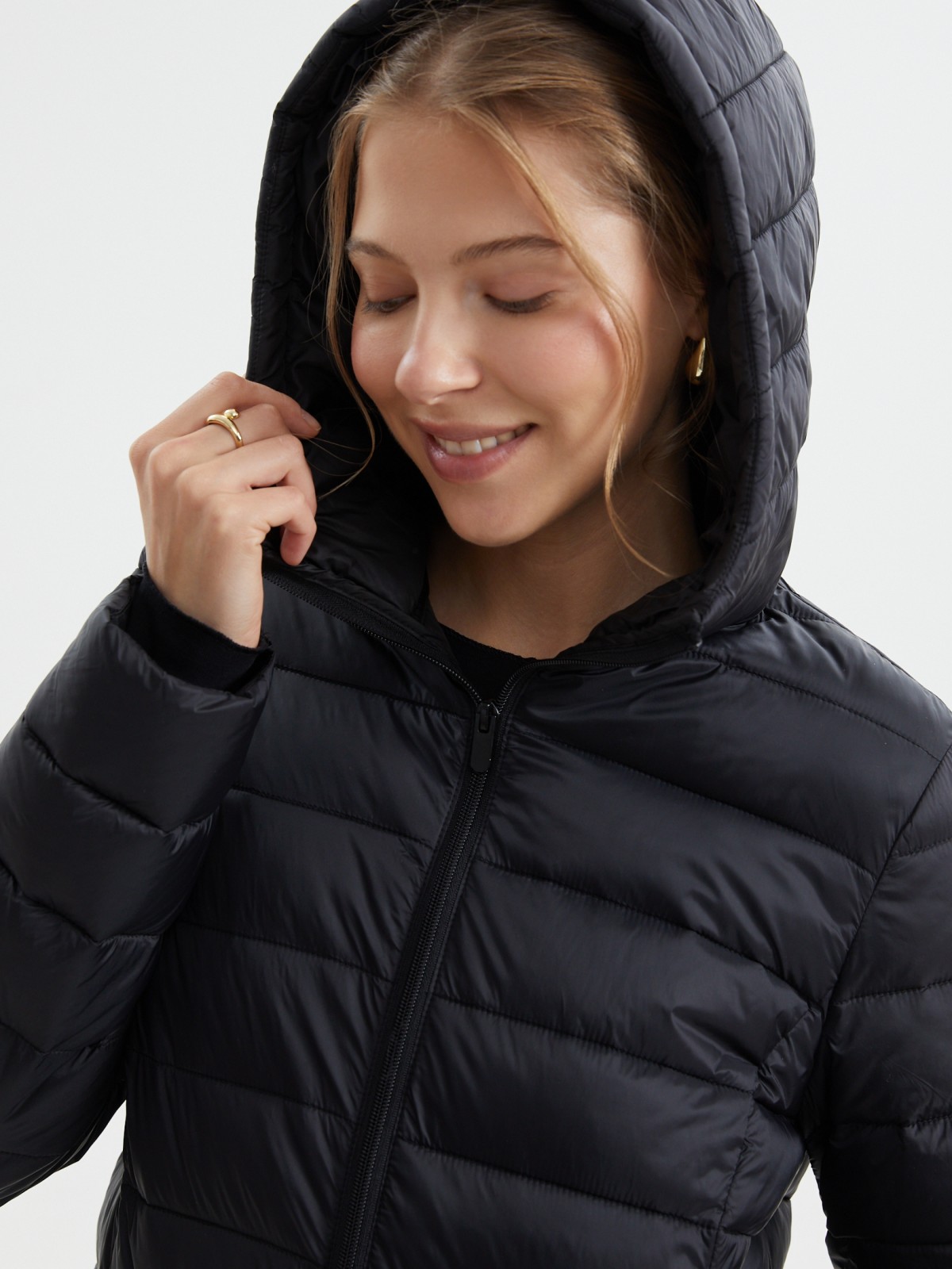 Утеплённая куртка-пальто с капюшоном