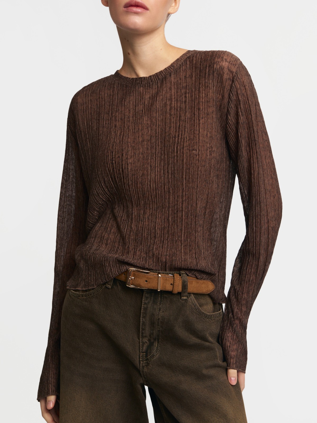 Полупрозрачный лонгслив с длинным рукавом