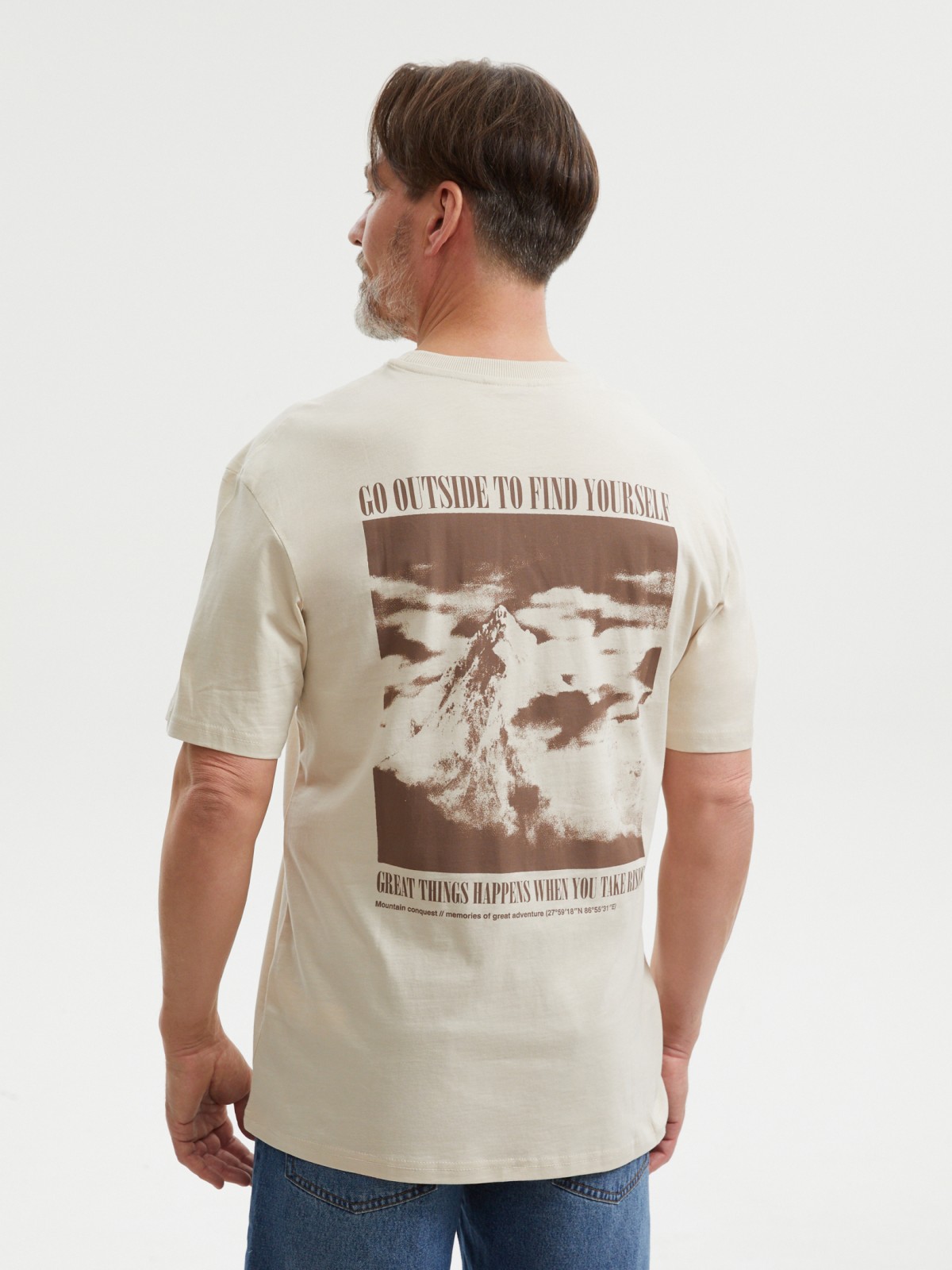 Футболка из хлопка с принтом на спине