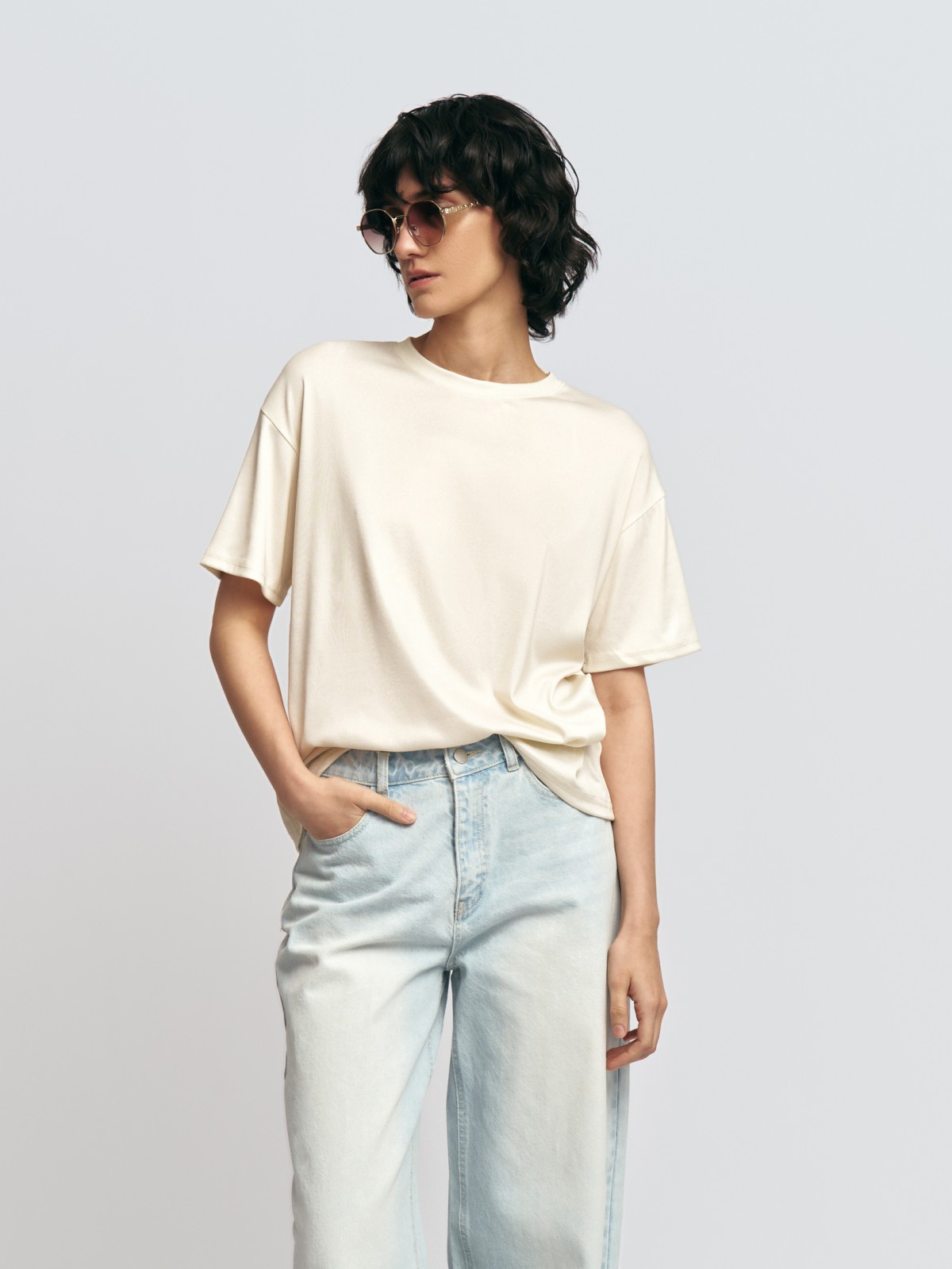 Трикотажный топ-блузка с блеском