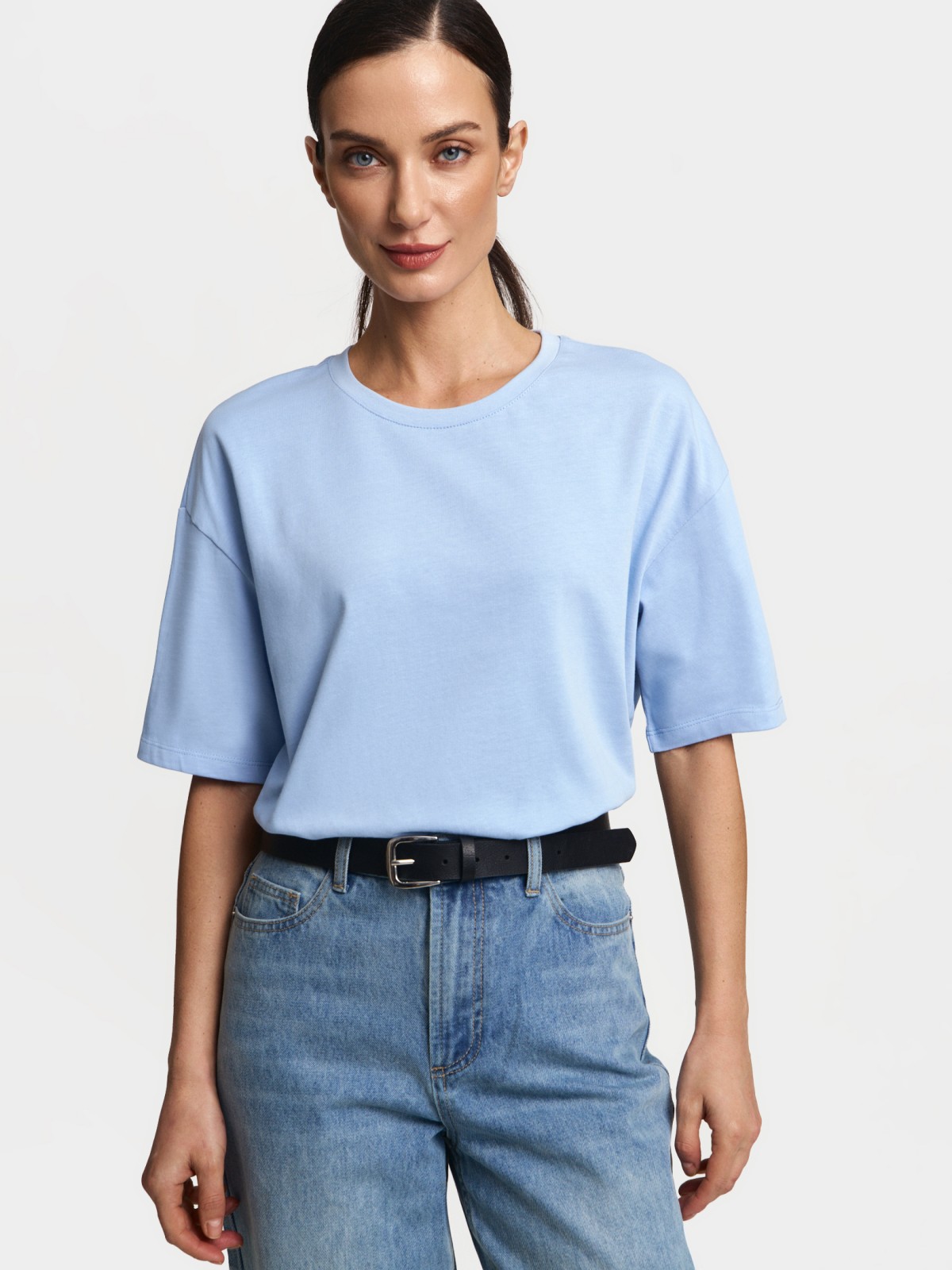 Футболка оверсайз из хлопка однотонная