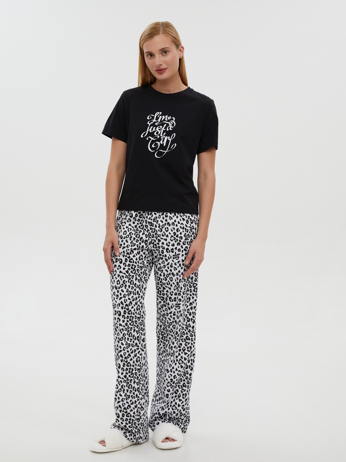 Брюки из хлопка на резинке с принтом