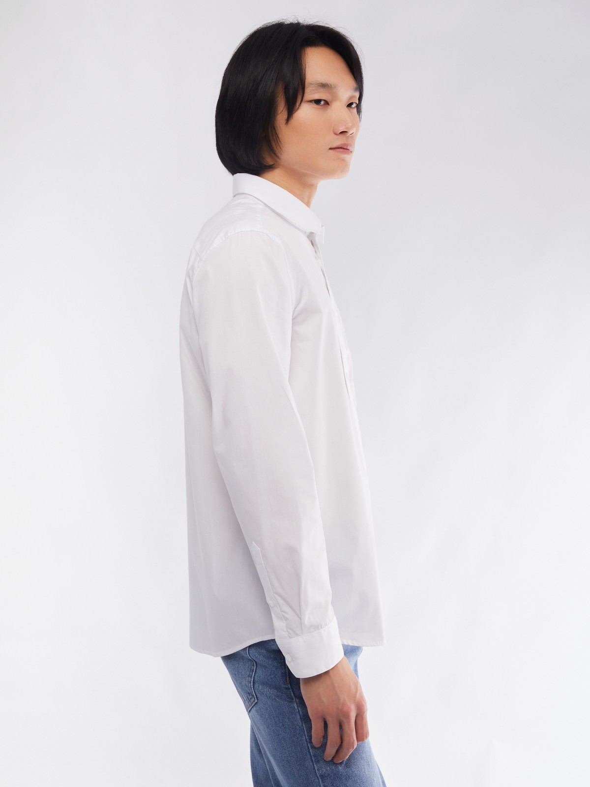 Офисная рубашка прямого силуэта с карманом zolla 014112162112, цвет белый, размер M - фото 5