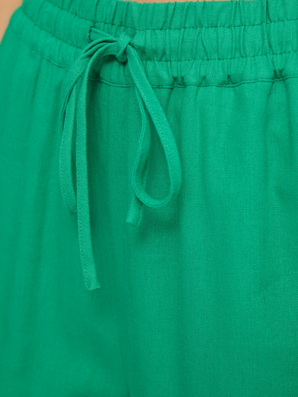 Льняные брюки на резинке с кулиской zolla 024247362053, цвет зеленый, размер S - фото 4