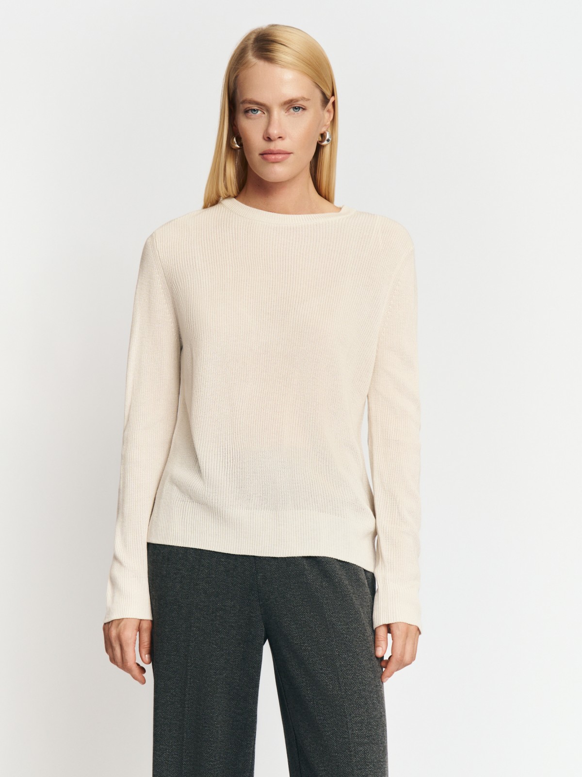 Вязаный джемпер из акрила с длинным рукавом