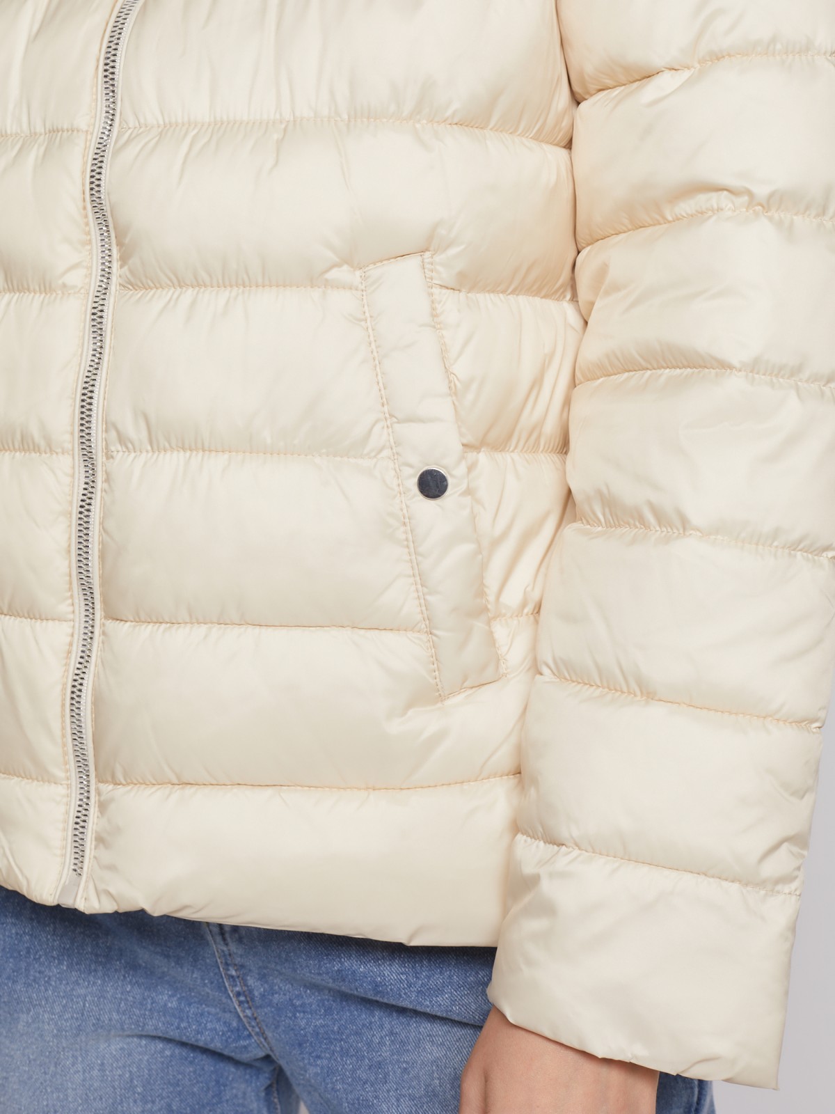 Утеплённая стёганая куртка zolla 022335112034, цвет молоко, размер S - фото 4