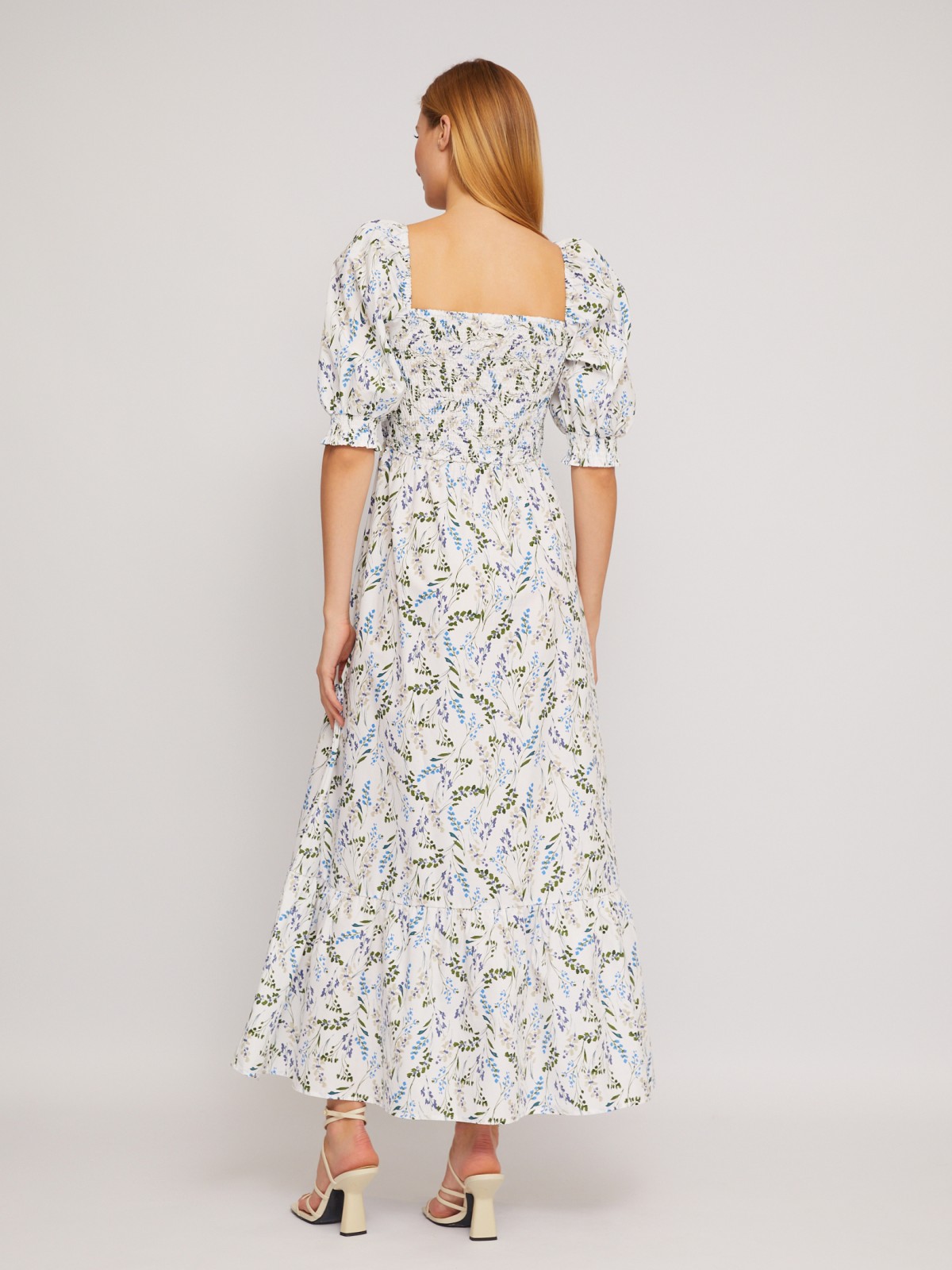Платье длины макси на резинке с воланом zolla 024248262463, цвет молоко, размер XS - фото 6