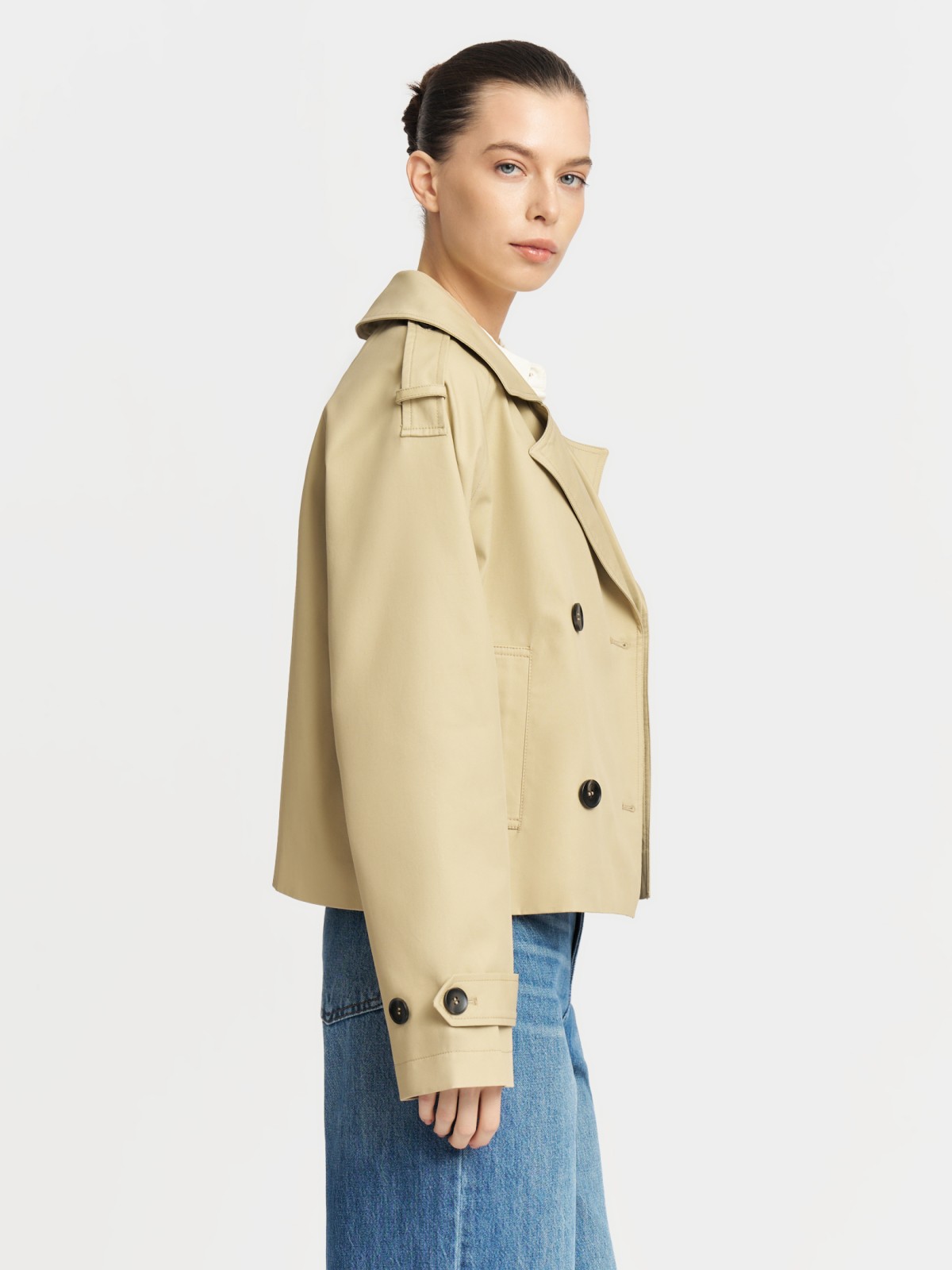 Двубортная куртка-тренч из хлопка