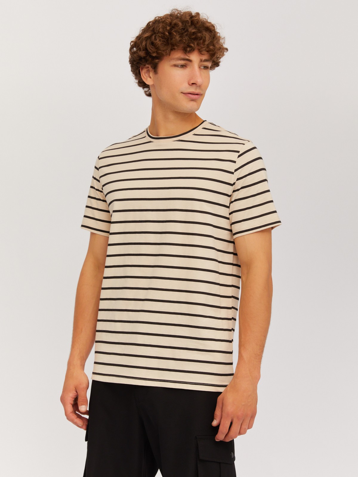 Футболка из хлопка с узором в полоску