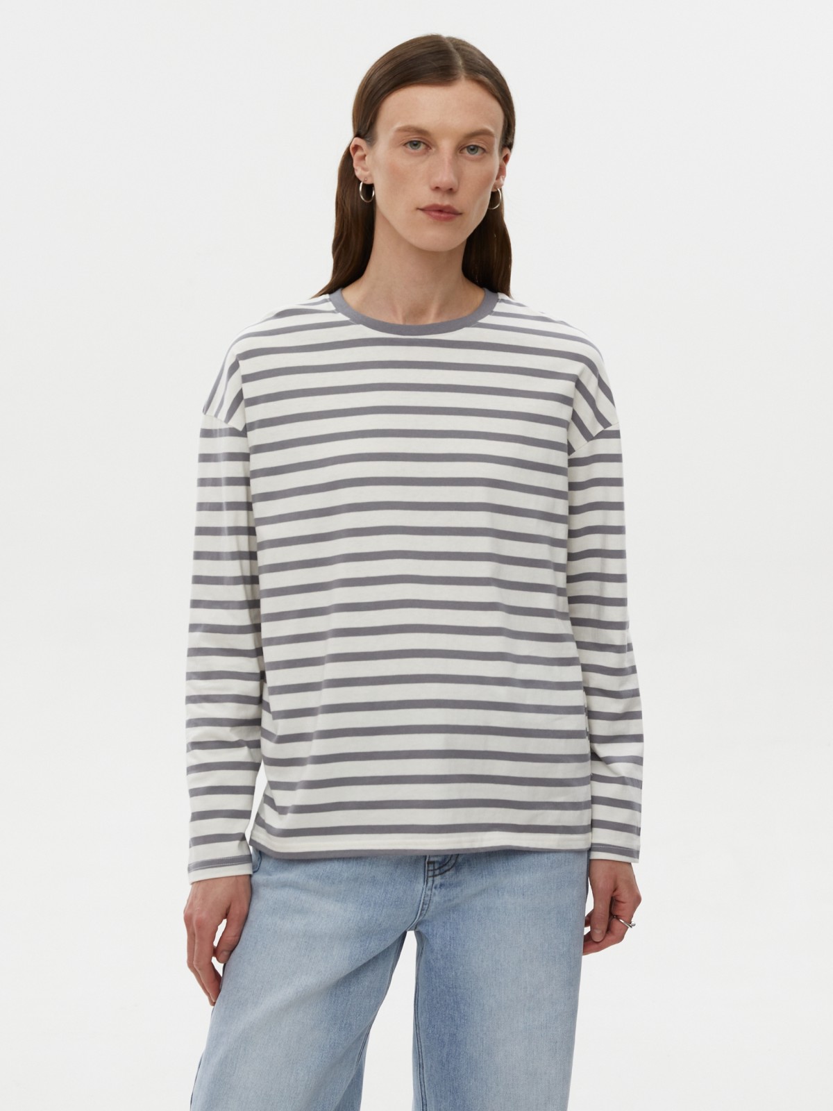 Лонгслив-тельняшка с узором в полоску из хлопка