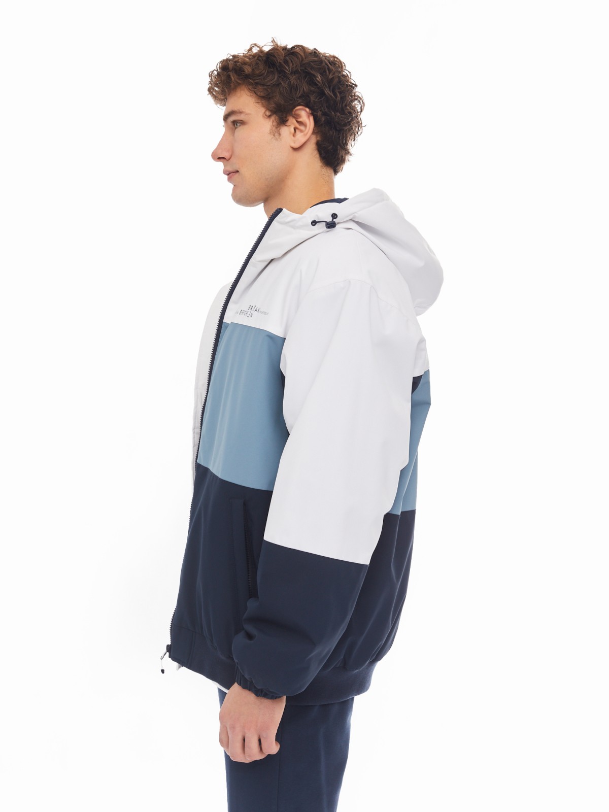 Утеплённая куртка-бомбер на синтепоне с капюшоном zolla 01412510L054, цвет синий, размер L - фото 3