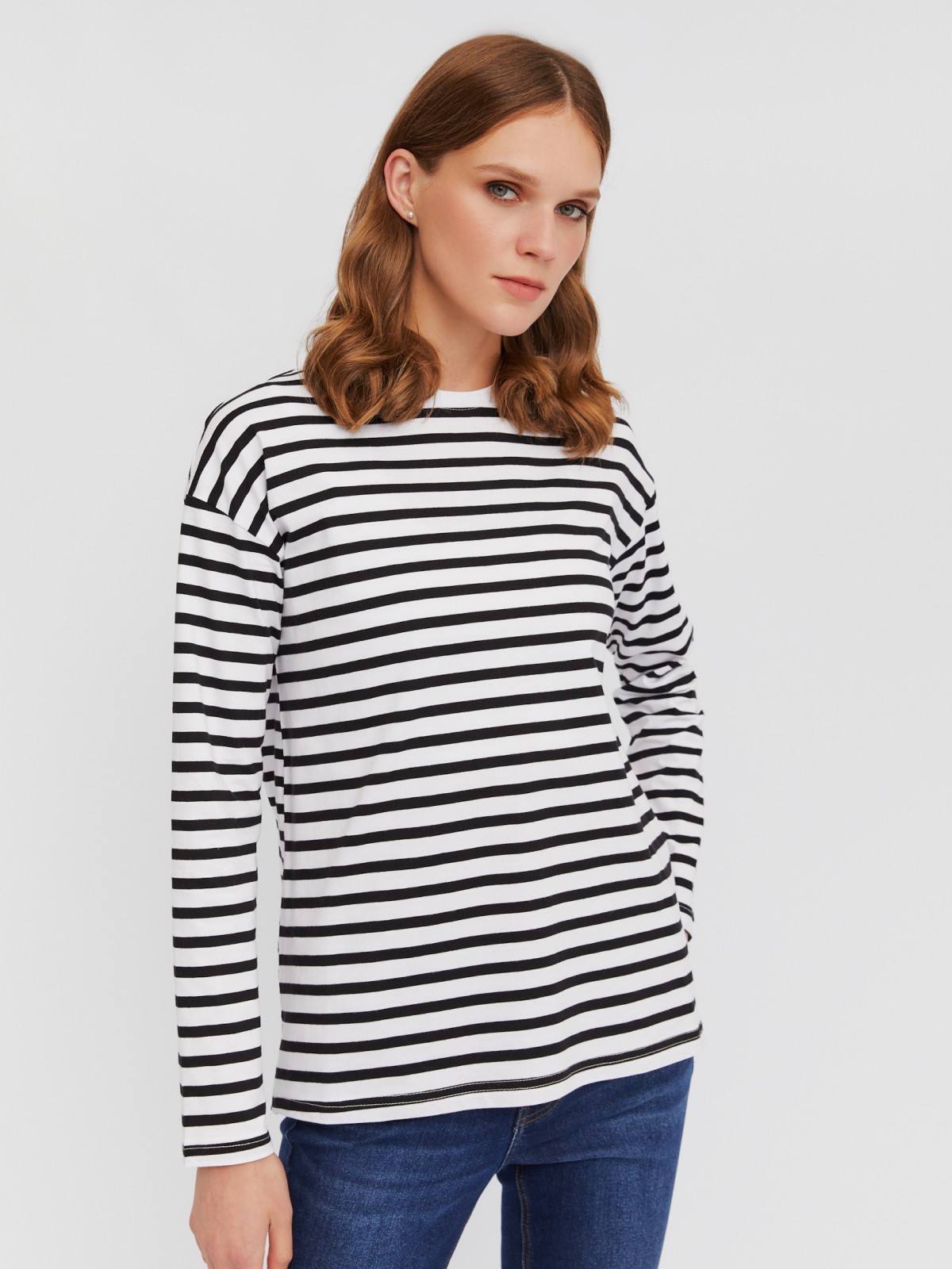 Лонгслив-тельняшка с узором в полоску из хлопка
