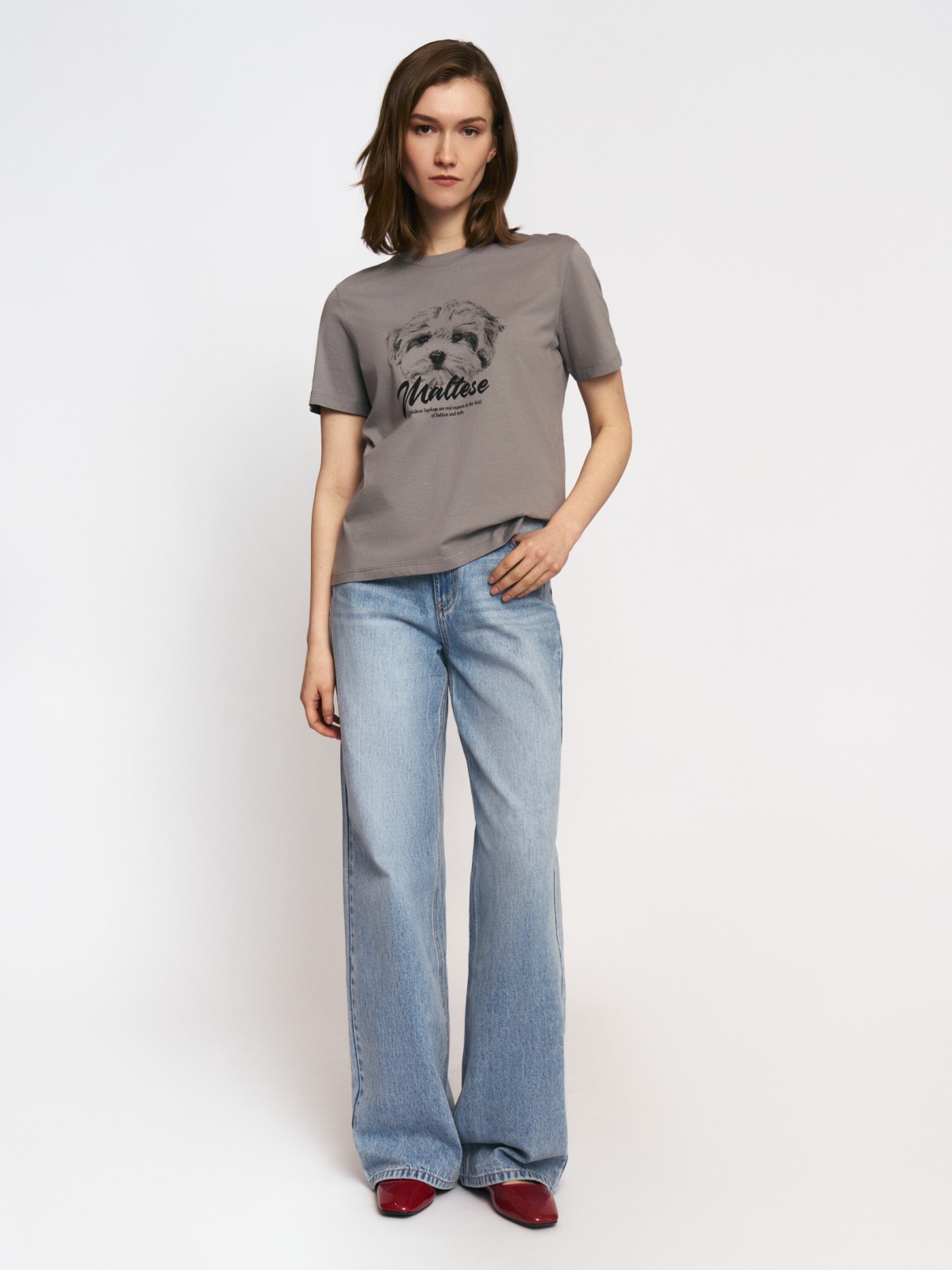 Трикотажная футболка из хлопка с принтом