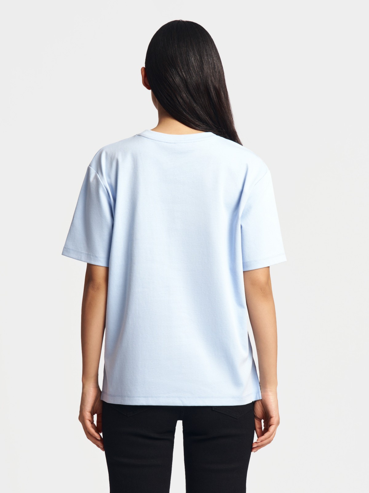 Футболка с принтом и аппликацией