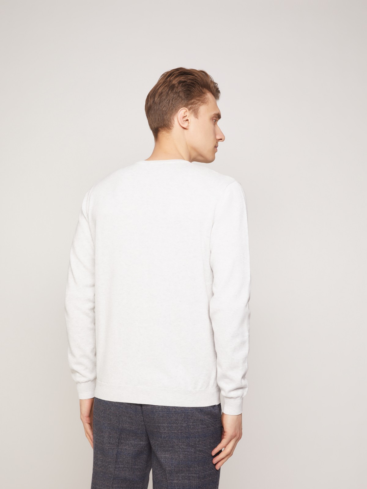 Пуловер из хлопка zolla 011336123032, цвет светло-серый, размер S - фото 5