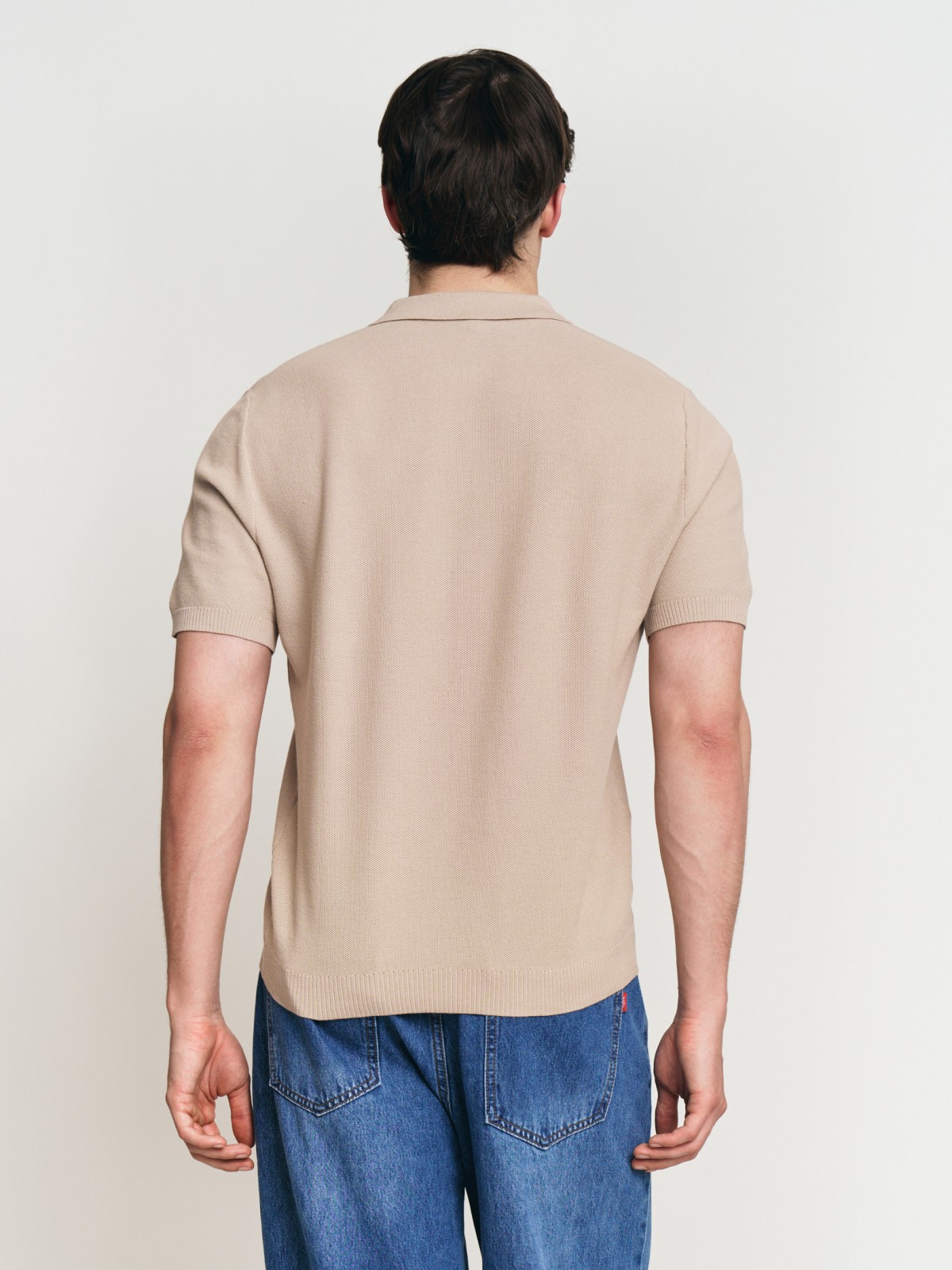 Трикотажный джемпер поло из хлопка с коротким рукавом