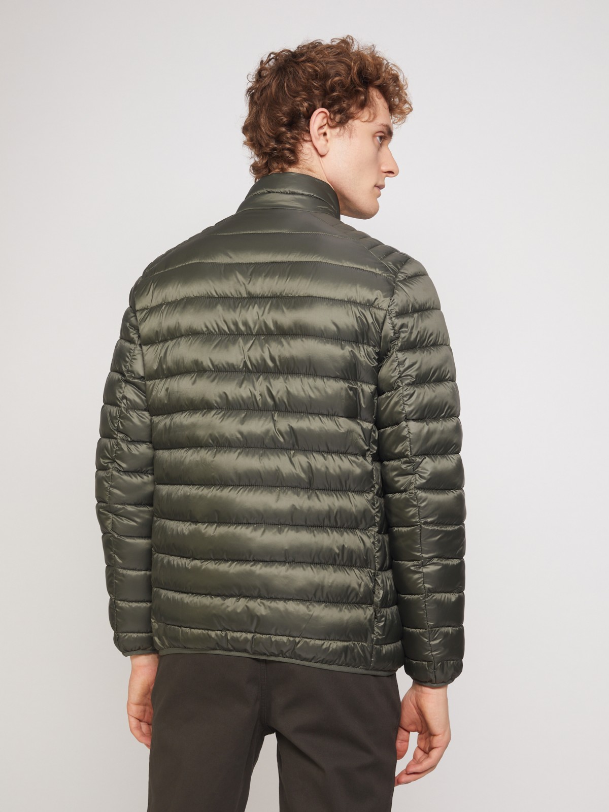 Ультралёгкая стёганая куртка с воротником-стойкой zolla 011335102214, цвет хаки, размер S - фото 6