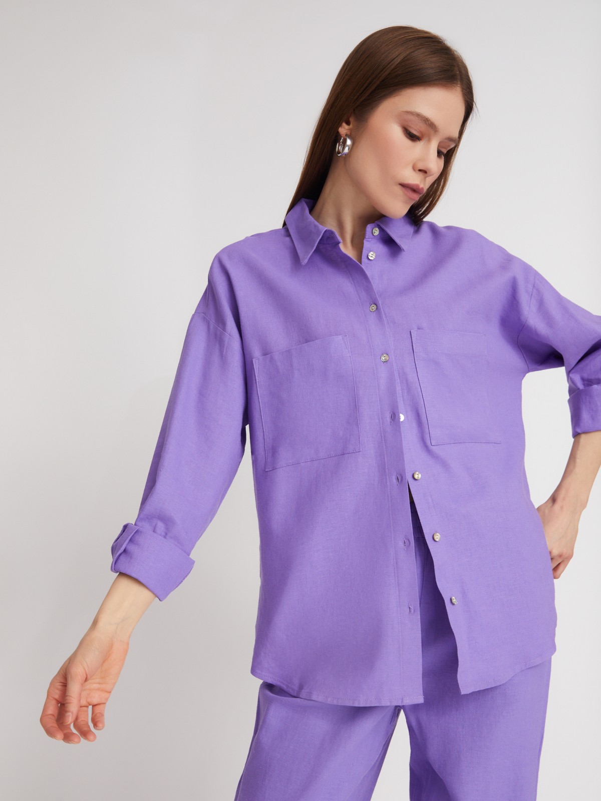 Блузка с  длинными рукавами zolla 223241162023, цвет фиолетовый, размер XS - фото 2