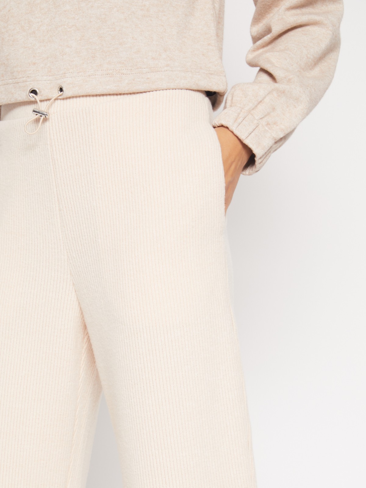 Прямые брюки из трикотажа zolla 22211762L091, цвет бежевый, размер S - фото 5