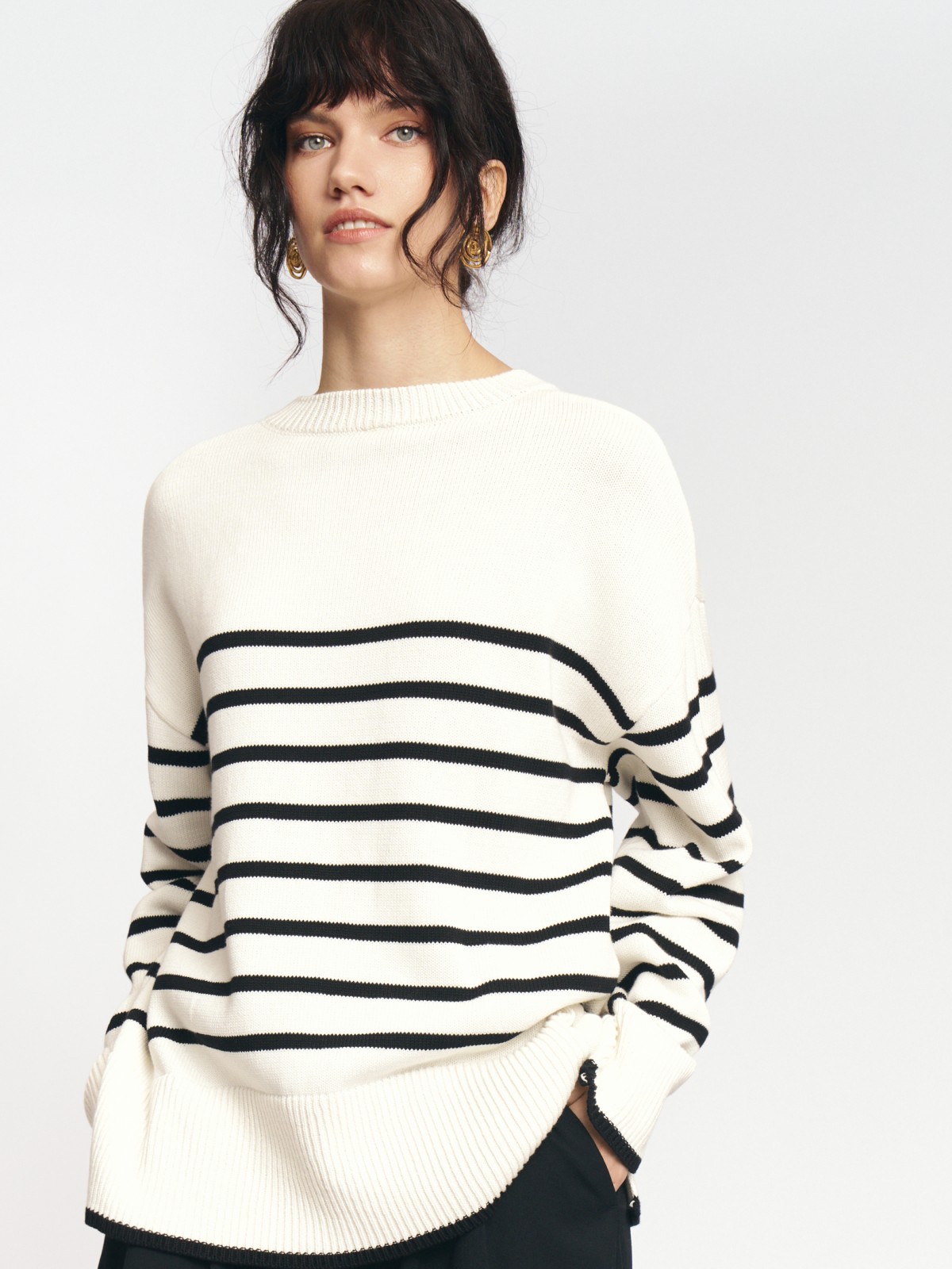 Трикотажный джемпер из хлопка в полоску