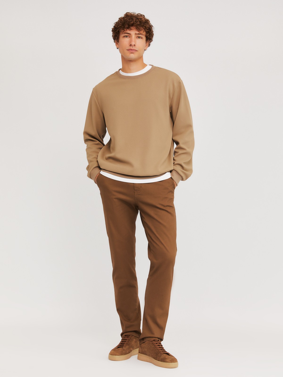 Трикотажный свитшот прямого кроя с длинным рукавом