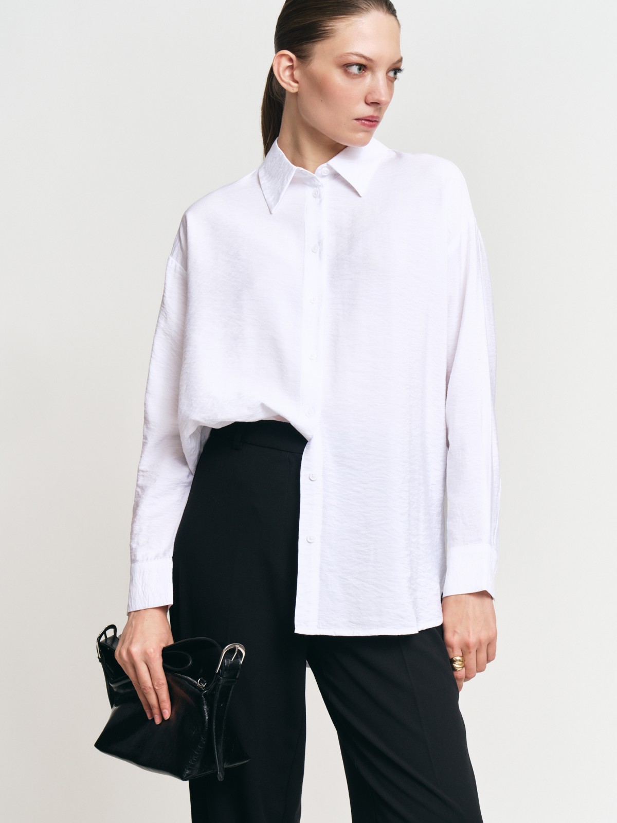 Рубашка из фактурной ткани с длинным рукавом