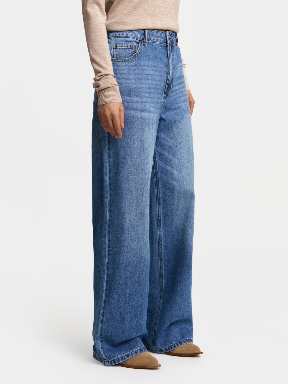 Джинсы силуэта Wide с высокой посадкой