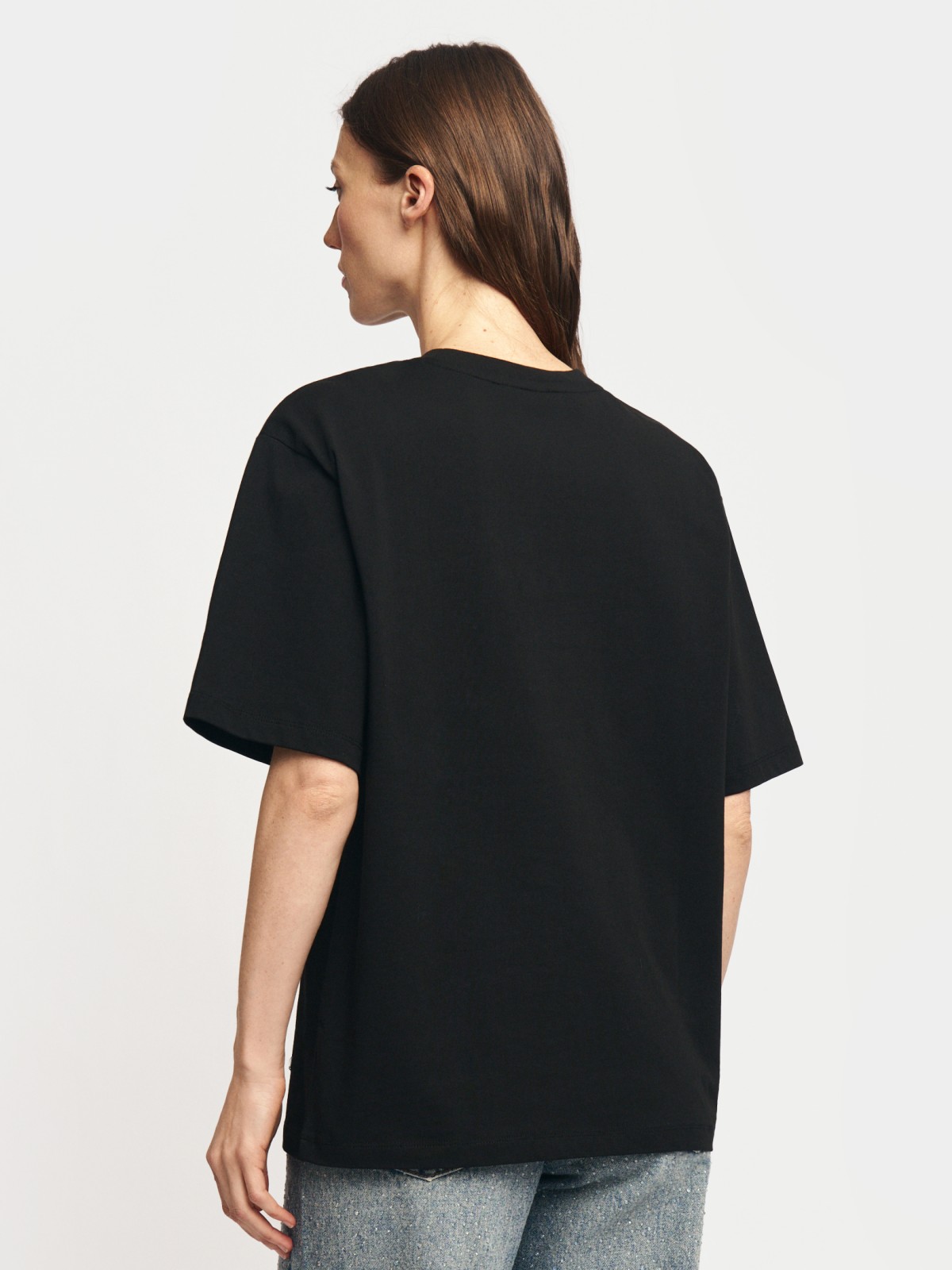 Футболка из хлопка со стразами