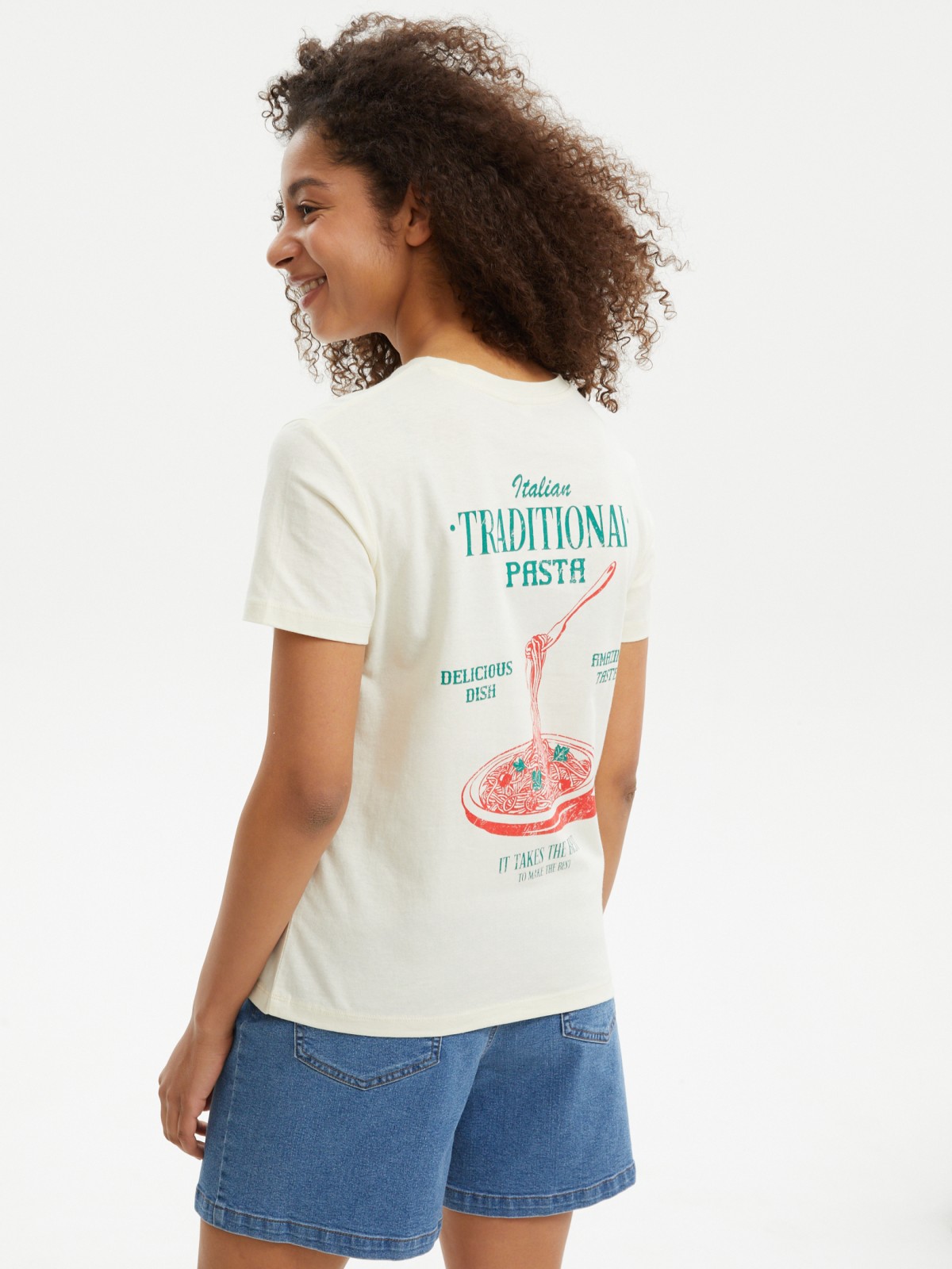 Футболка из хлопка с принтом на спине