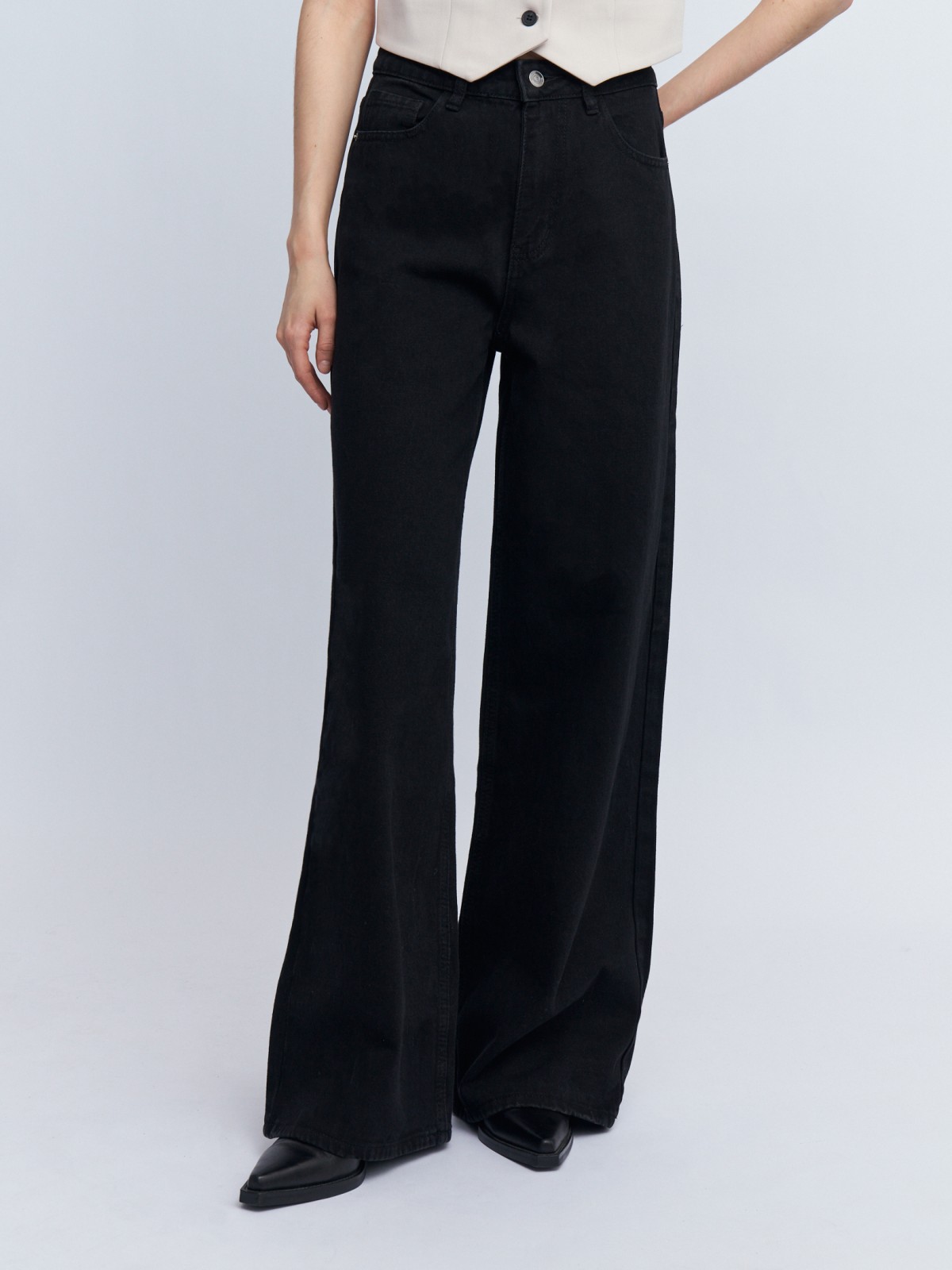 Джинсы силуэта Wide с высокой посадкой