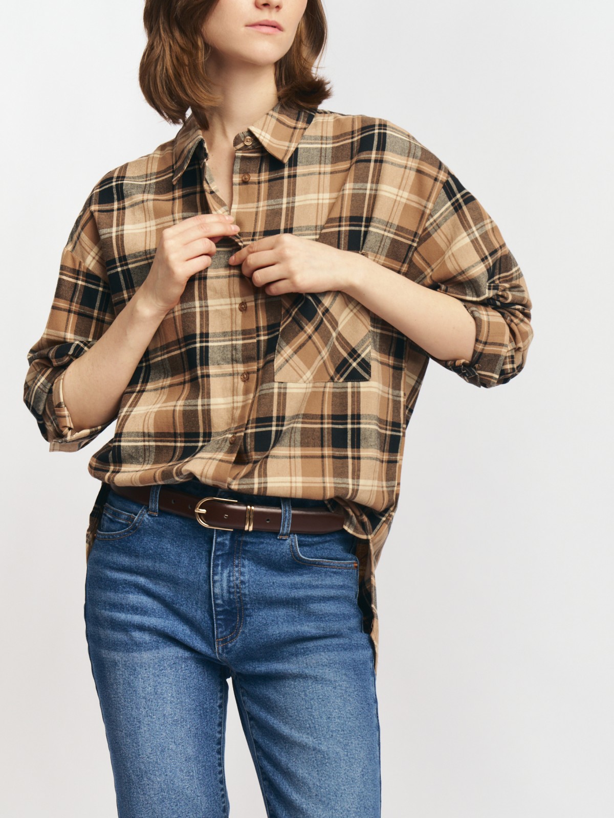 Фланелевая рубашка из хлопка в клетку