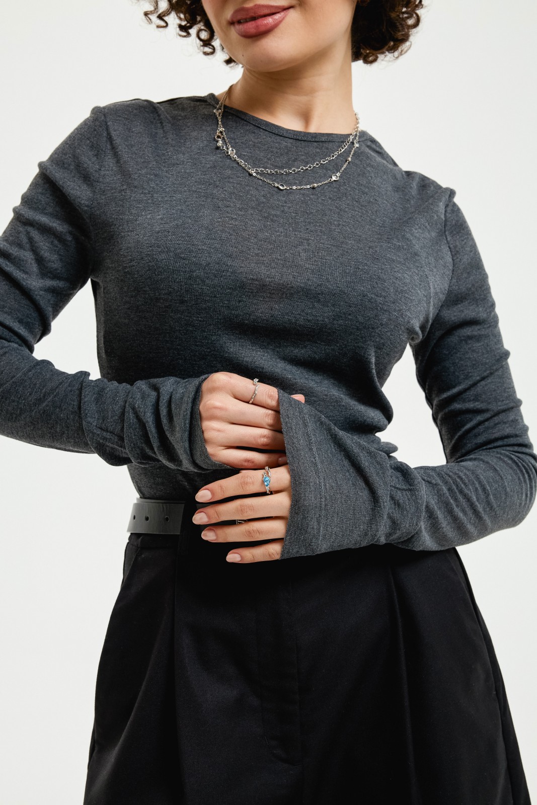 Однотонный трикотажный лонгслив