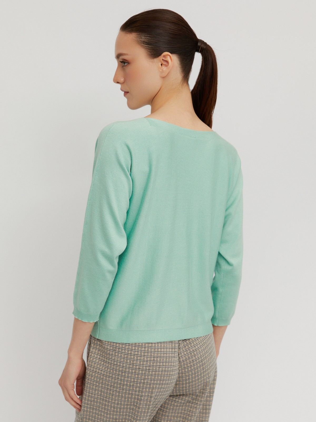 Джемпер из вязаного трикотажа с вырезом-лодочка