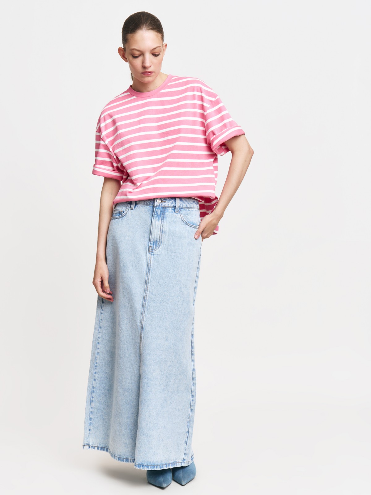 Футболка оверсайз из хлопка в полоску
