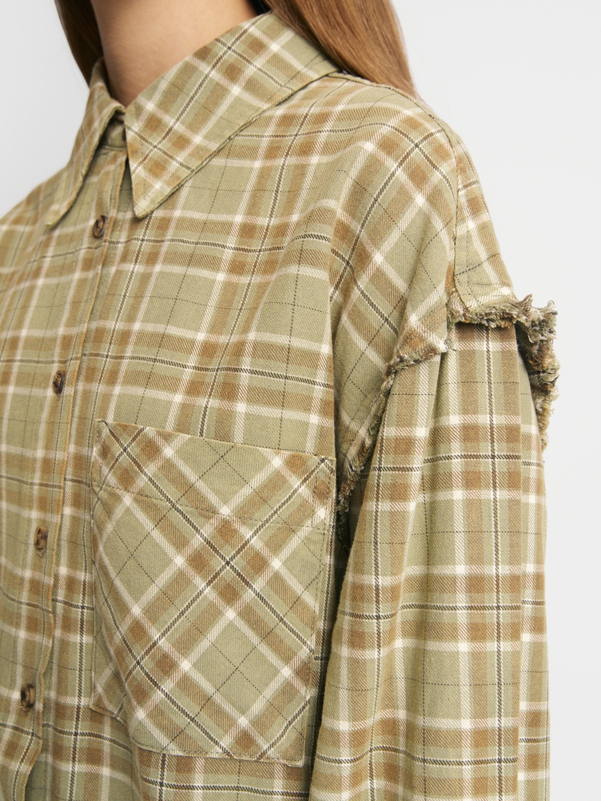 Верхняя рубашка оверсайз из фланели в клетку