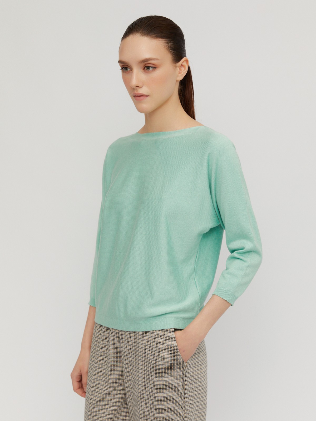 Джемпер из вязаного трикотажа с вырезом-лодочка