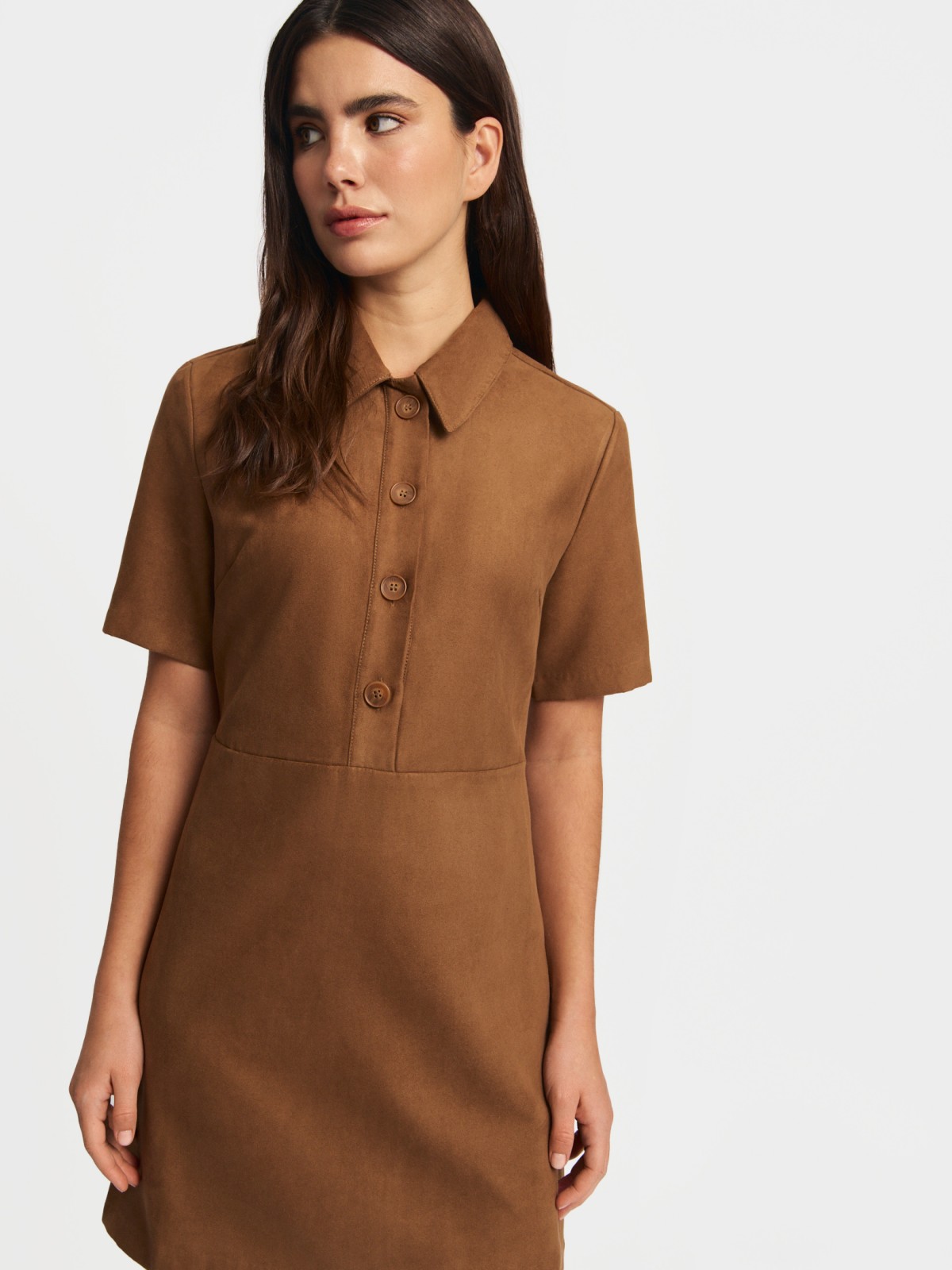 Платье поло из экозамши