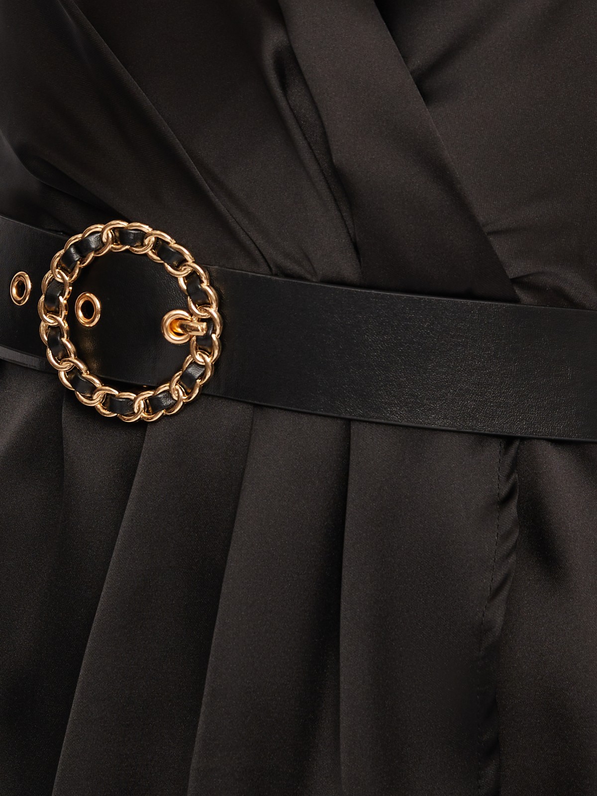 Атласное платье длины мини на запах zolla 024118262183, цвет черный, размер M - фото 4