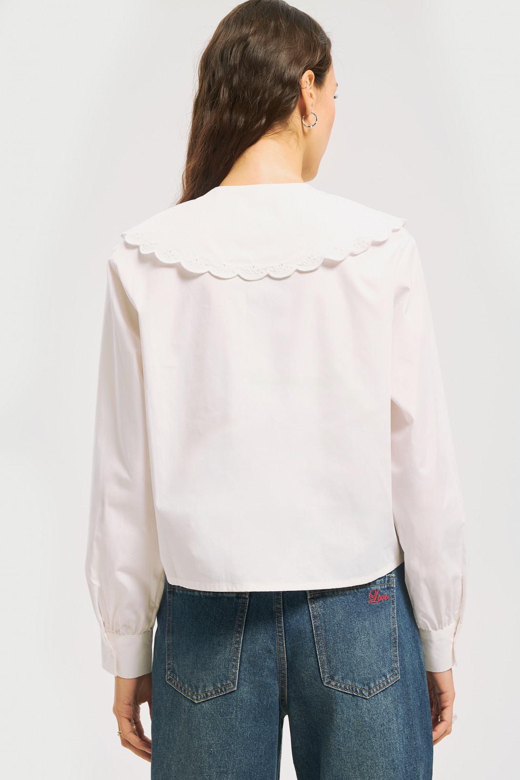 Блузка-рубашка из хлопка с акцентным воротником