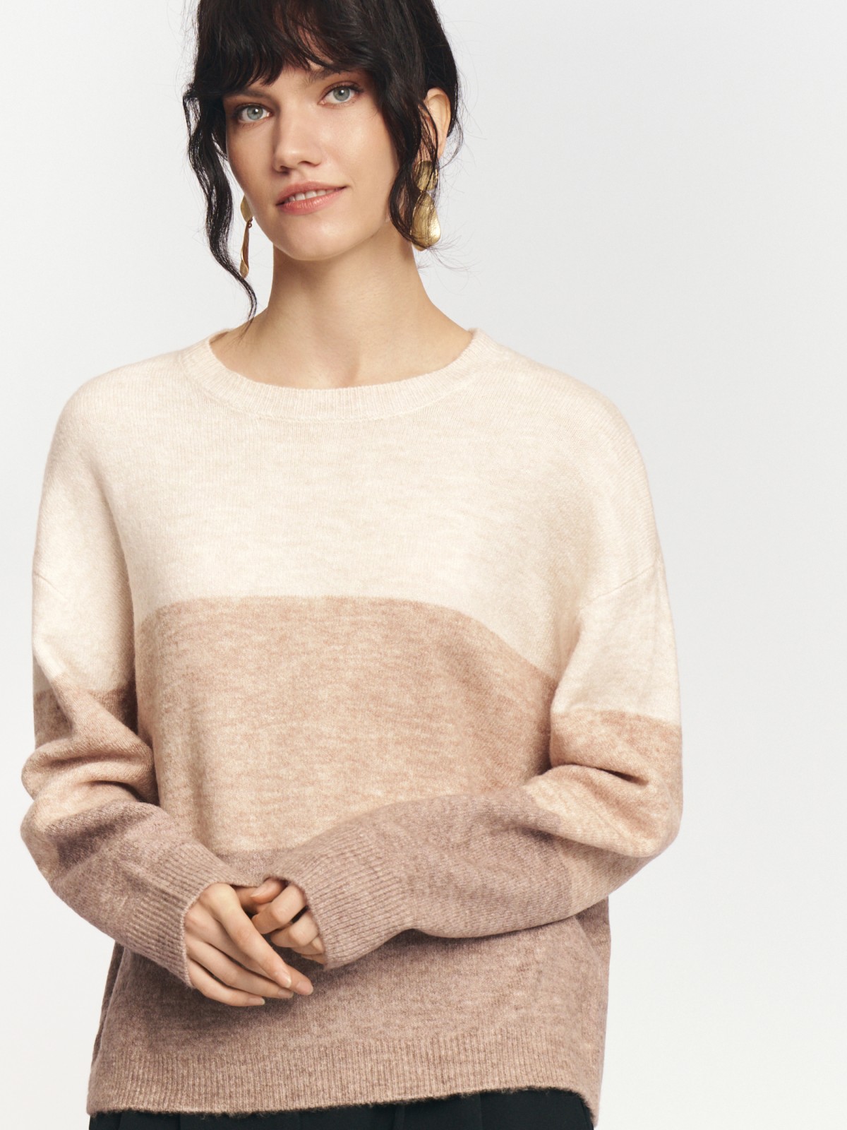 Вязаный джемпер в стиле колор-блок