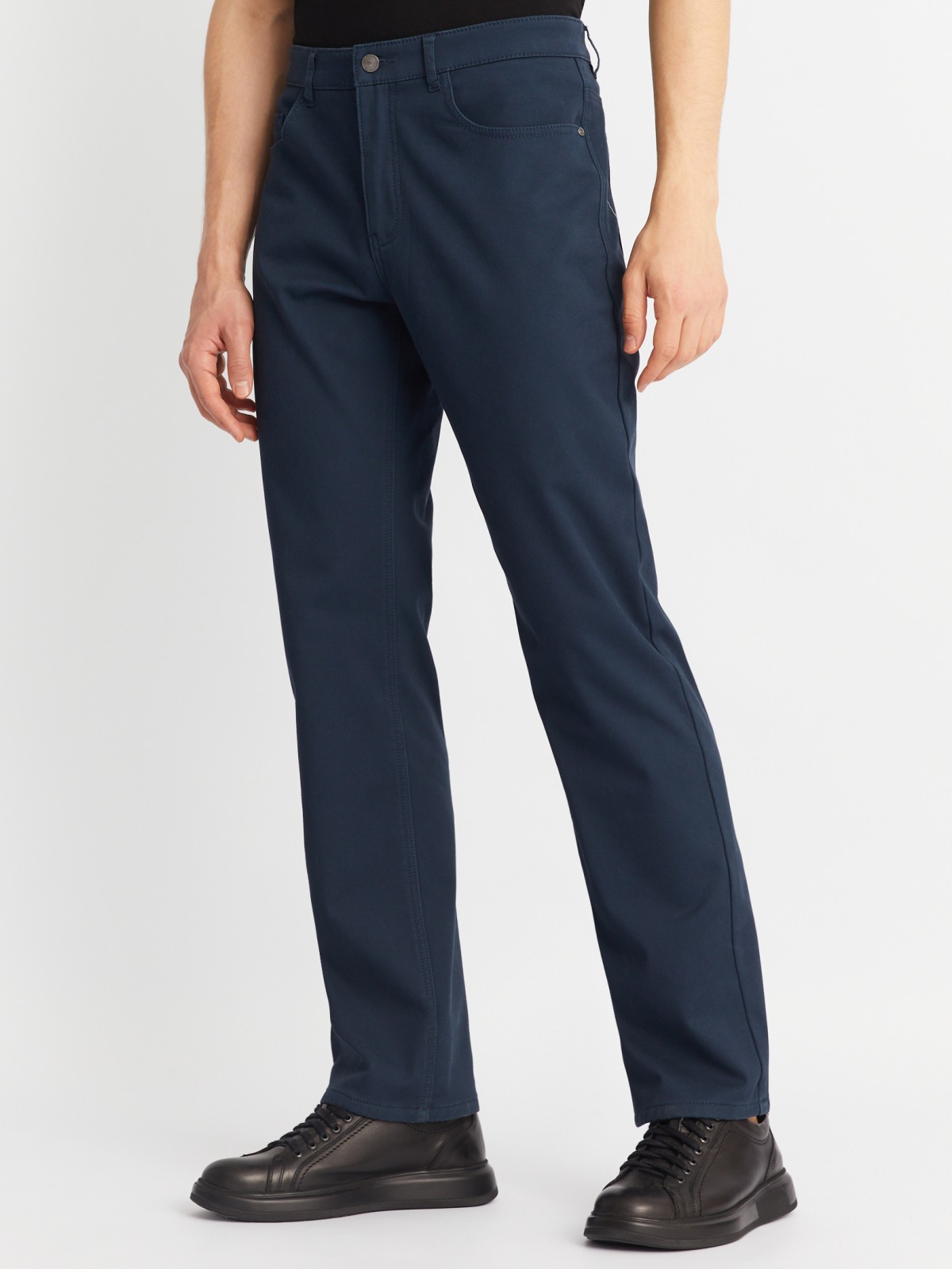 Утеплённые прямые брюки из хлопка с подкладкой из флиса zolla 01243730L013, цвет голубой, размер 30 - фото 3