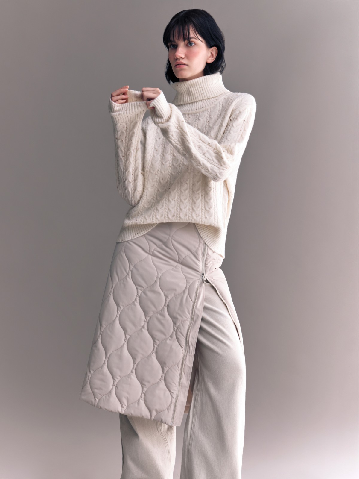 Тёплая стёганая юбка-карандаш на синтепоне