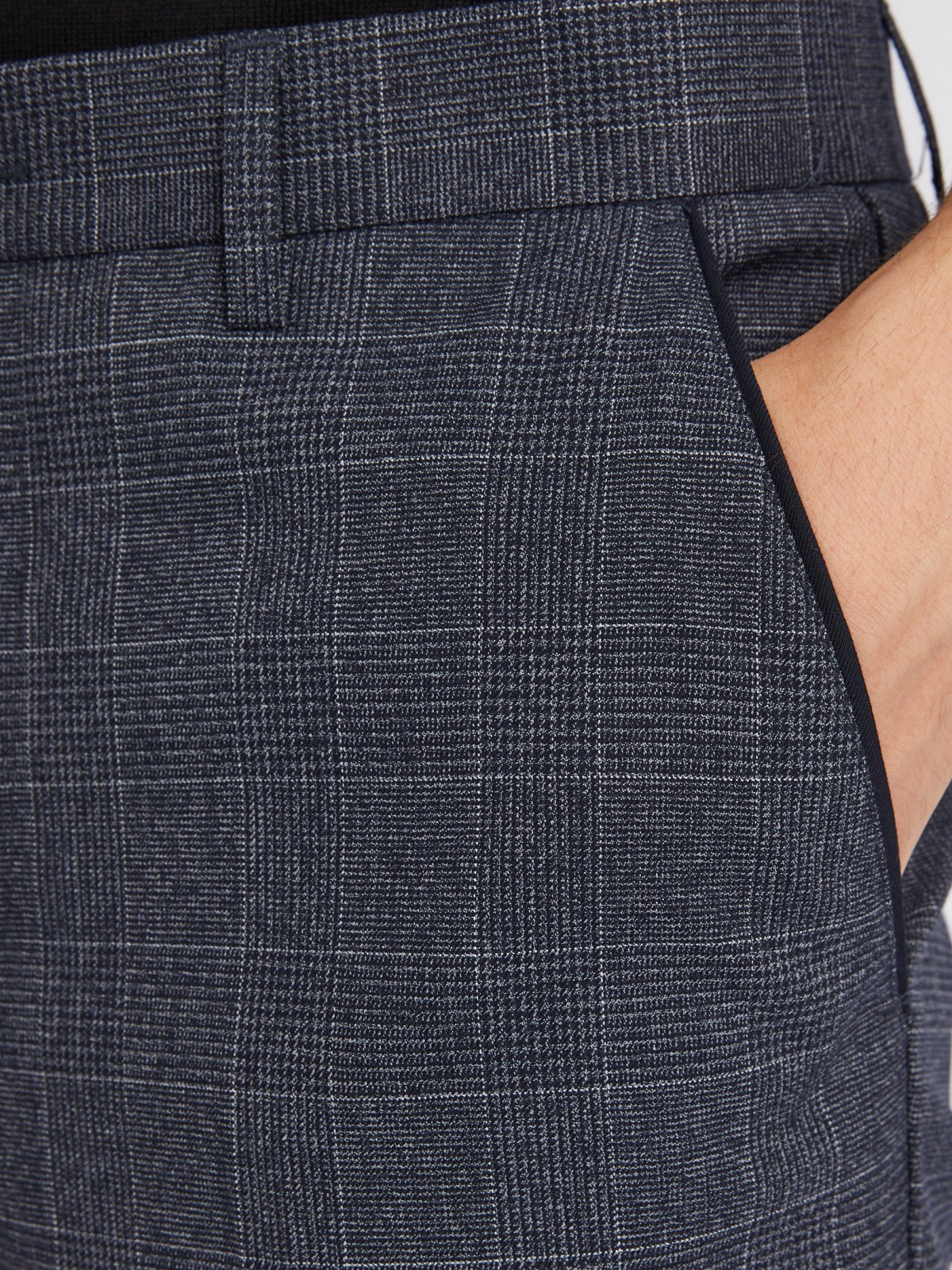 Офисные брюки силуэта Slim со стрелками и узором в клетку zolla 012337366043, цвет синий, размер 34 - фото 4