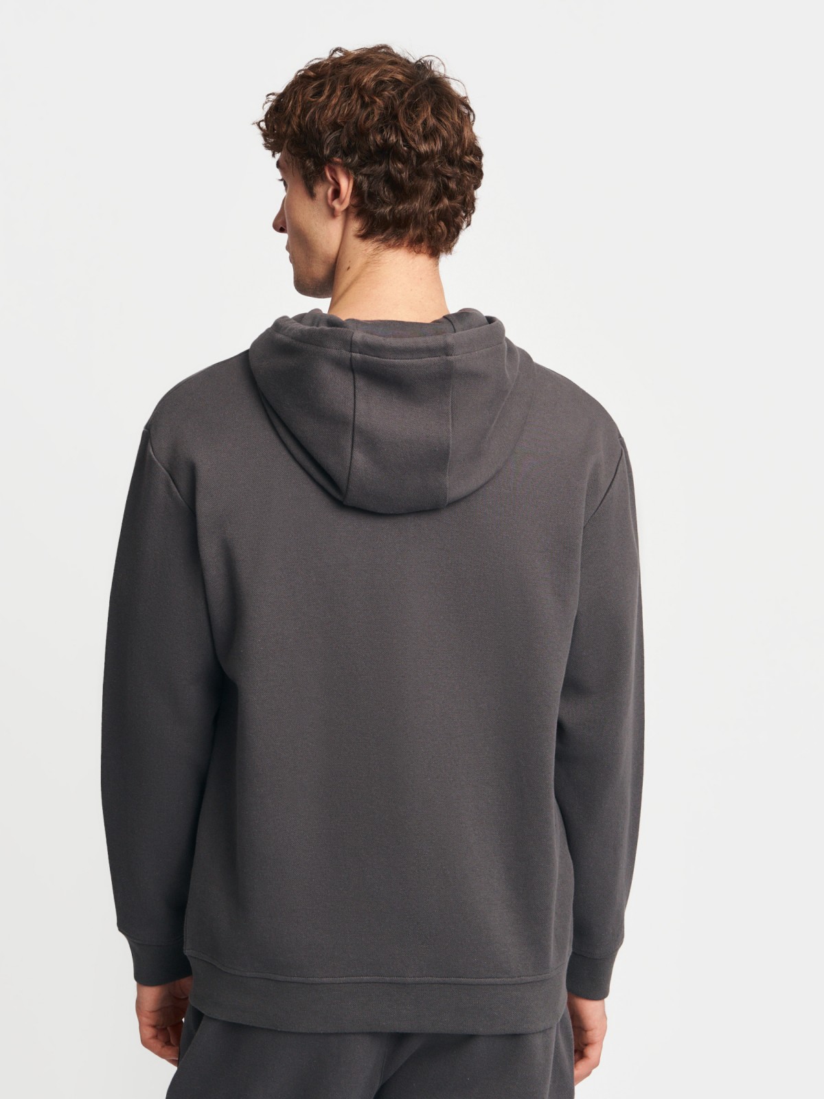 Толстовка на молнии с капюшоном однотонная